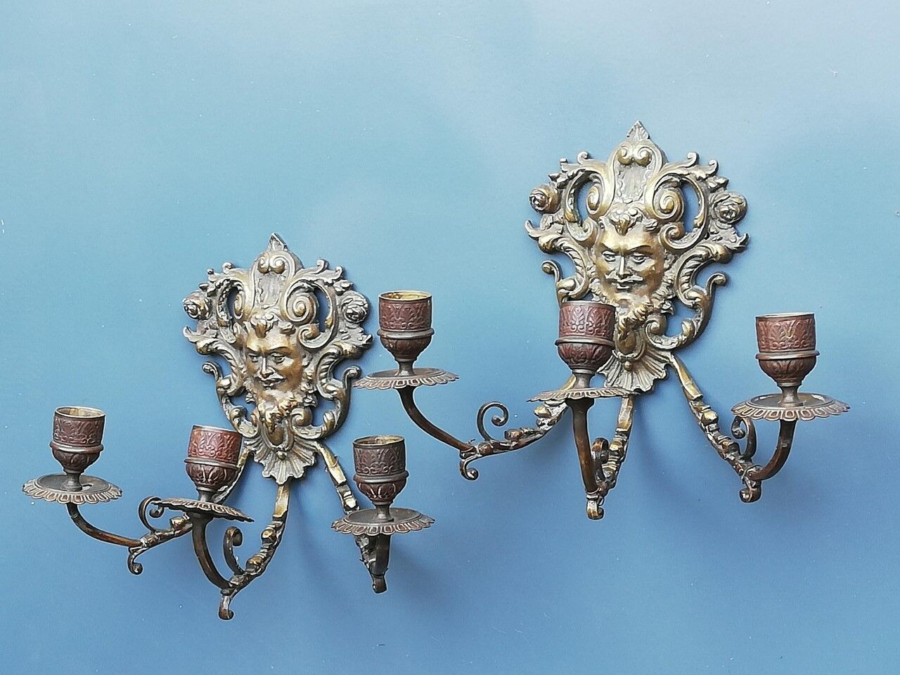 Pair of bronze candle holders