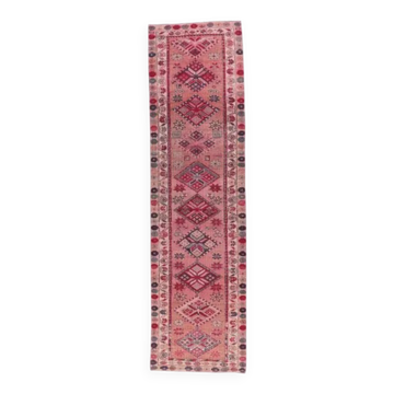 Pink Turkish Hand-Knotted Runner 86x317