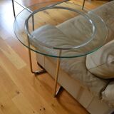 Side table or end table vintage metal and glass