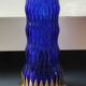 Walther Glas Design Vase, Graphic shape with golden flamed tips. Blown art glass, cobalt blue. Height 25 cm
