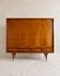 Armoire vintage 4 portes en bois à chevrons, miroir et pieds dorés