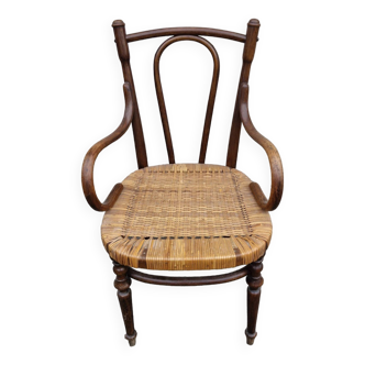 Fauteuil en bois et cannage