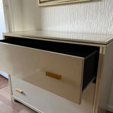 Chest of drawers Pierre Vandel 1970-1980 ecru/gilded