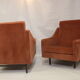 Paire de fauteuils cube en velours style Italien années 70