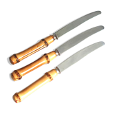 Set de 3 couteaux tartines avec manches bambou, années 60