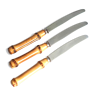 Set de 3 couteaux tartines avec manches bambou, années 60