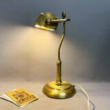 Lampe de table de bureau de banquier portugais en laiton 1940