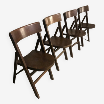 4 chaises pliantes vintage en chêne