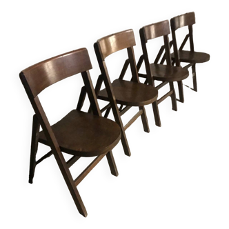 4 vintage oak folding chairs