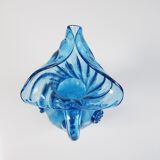 Blue glass art vase
