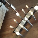 Sculptural vintage 70s chandelier – metal & aluminium – 55 × 26 cm