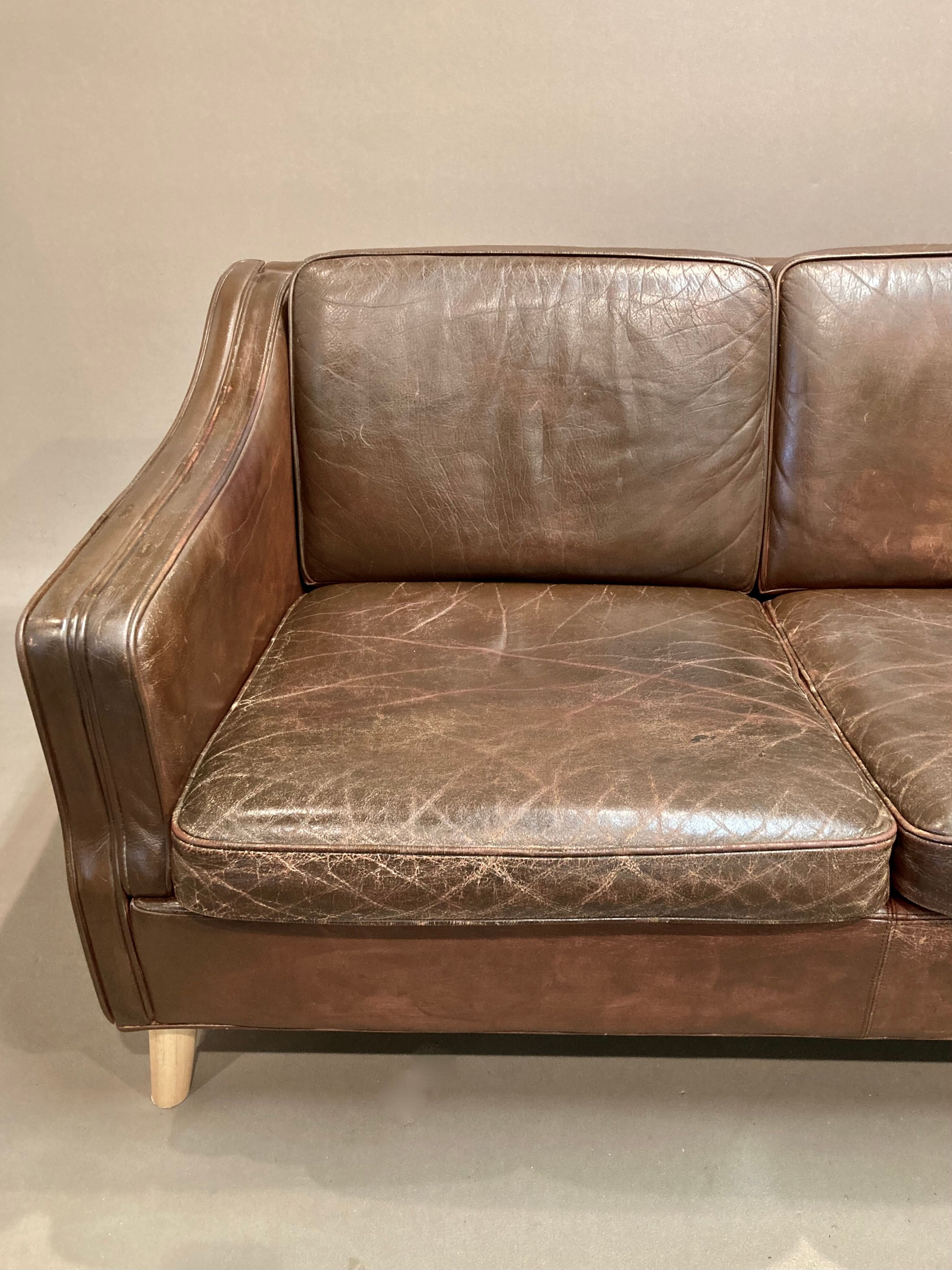 3-seater leather sofa Scandinavian design 1950