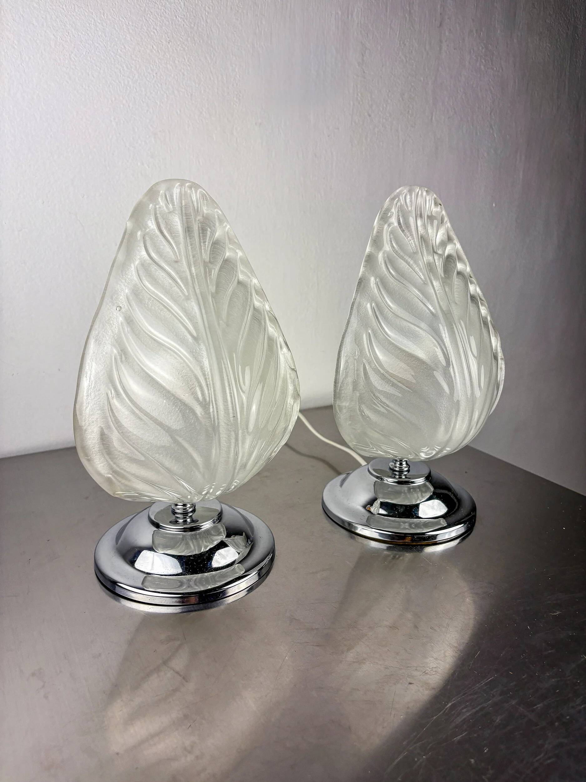 Pair of Art Deco Murano glass table lamps by Barovier & Toso, Italy, 1960s