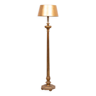 Lampadaire italien rococo en bois doré, années 1950