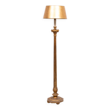 Lampadaire italien rococo en bois doré, années 1950