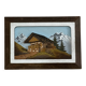 Vintage alpine table in carved and painted wood - signed