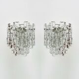 Set of 2 Austrian Ice Glass Wall Lamps by J.T. Kalmar