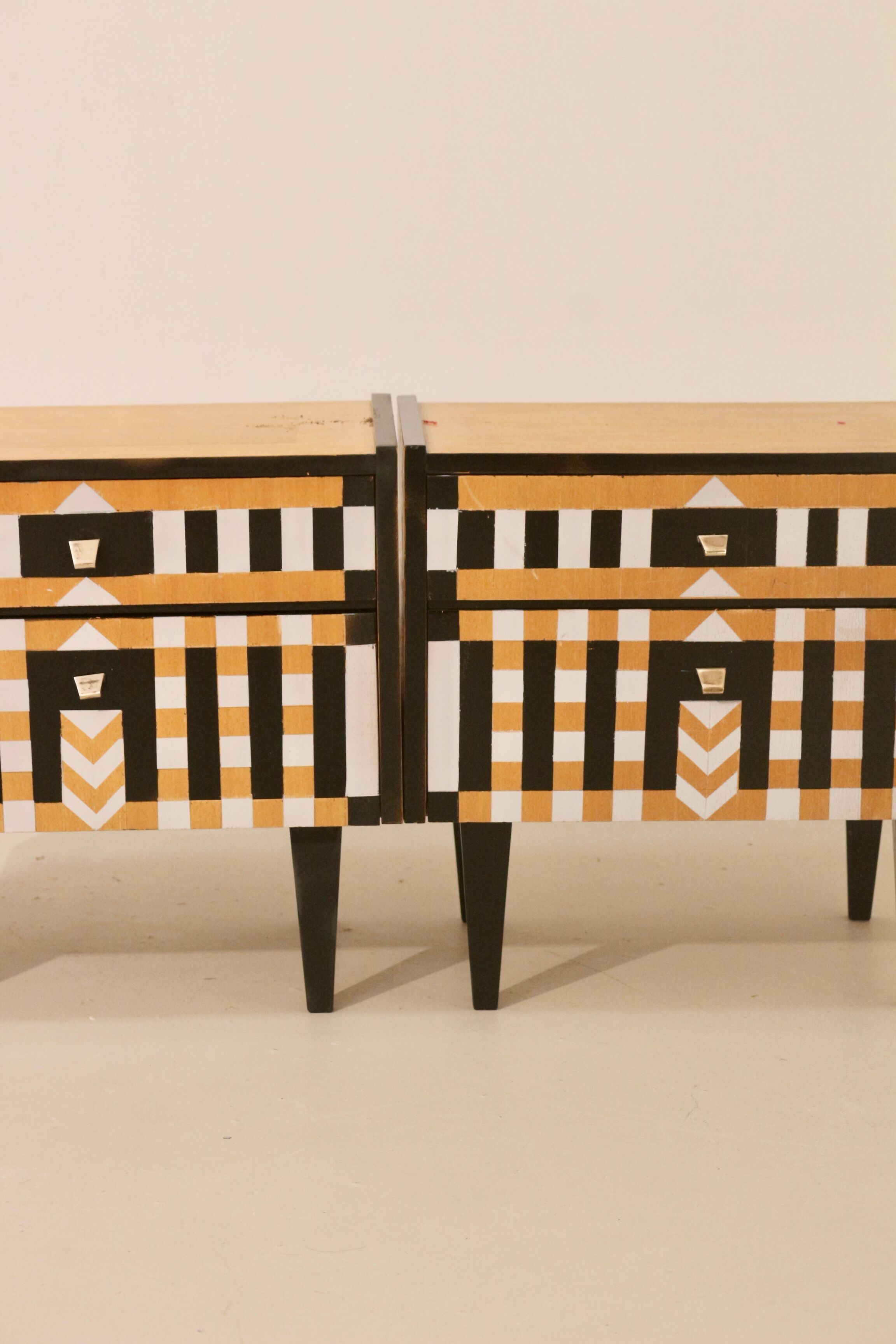 Pair of bedside table restyled swing door year 60