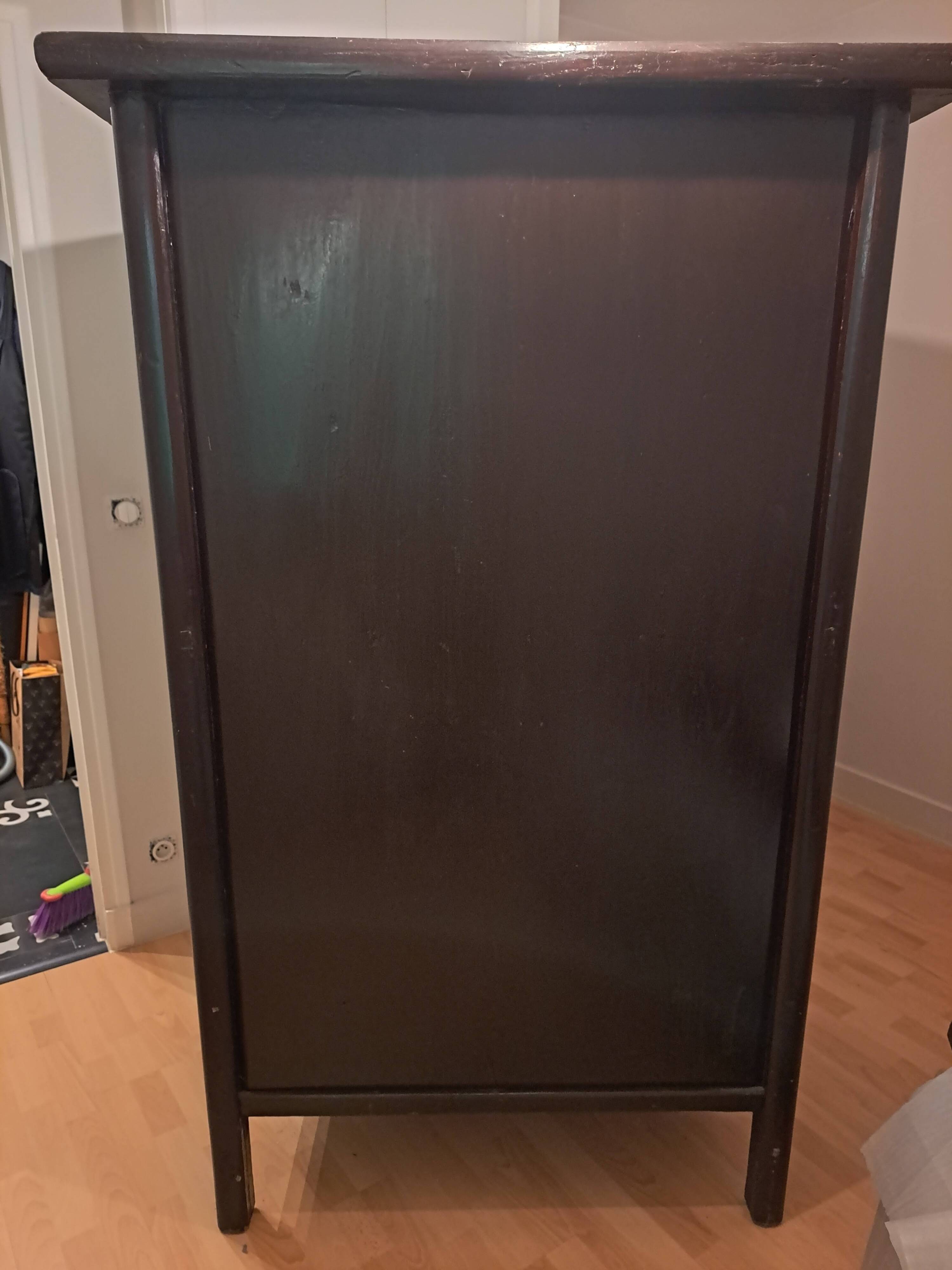 Brown lacquered Chinese wardrobe from Shandong.