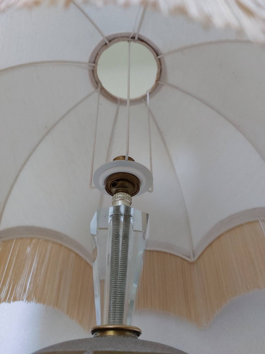 Lampe cristal taillé à la main et marbre blanc 57 cm
