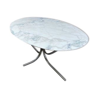 Oval table marble arabescato rock and bobois 1970