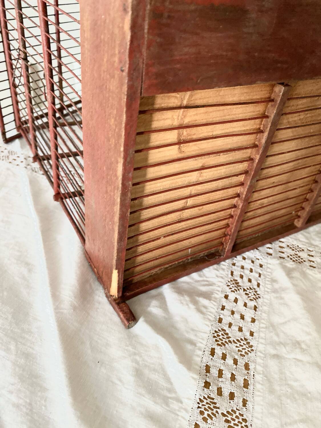 Antique wooden and steel birdcage