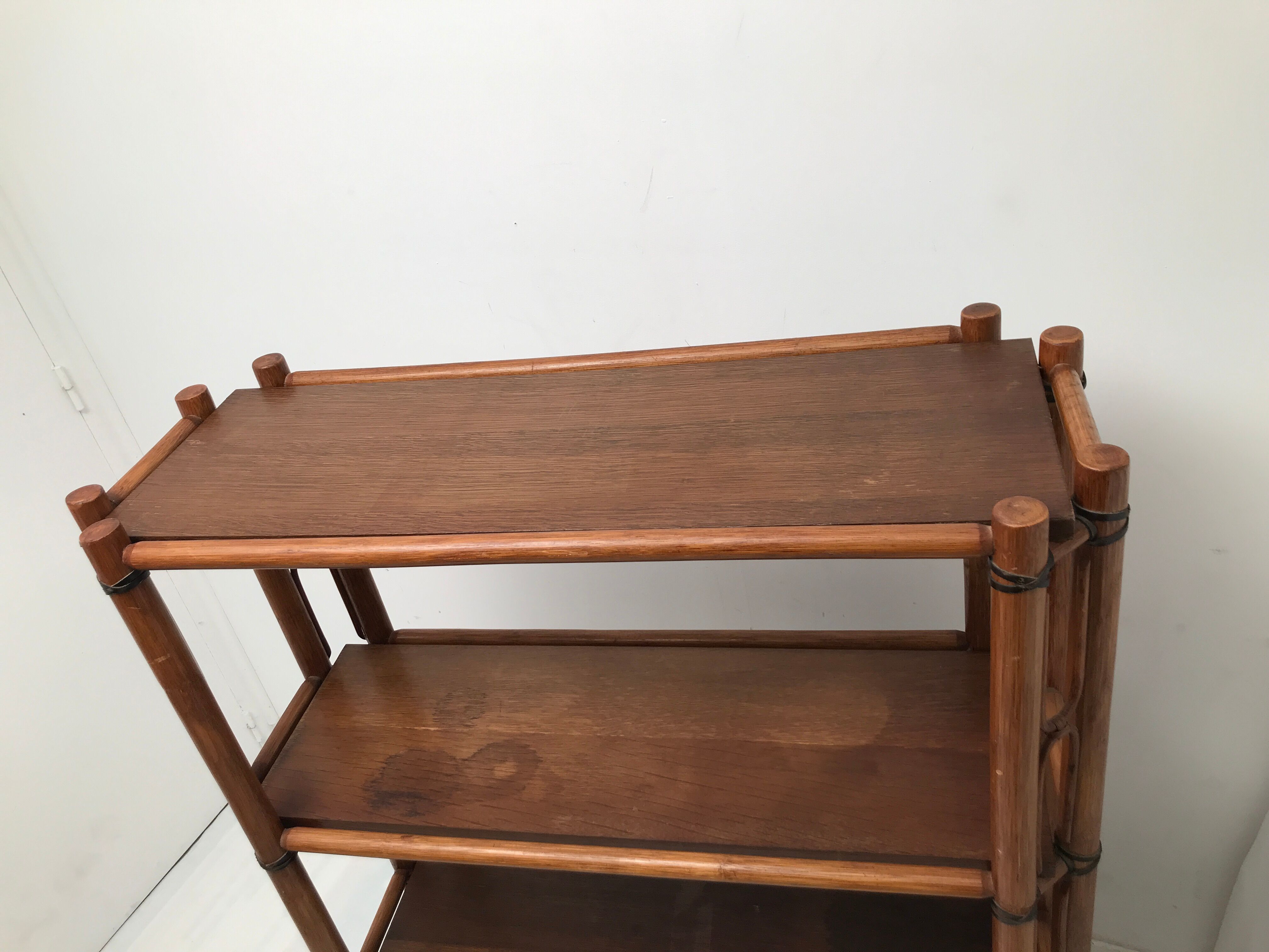 Bamboo and vintage leather storage