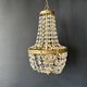 Golden bronze hot air balloon chandelier with glass pendants, mid-20th century.