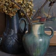 Ancient pottery with blue enamel 19th century