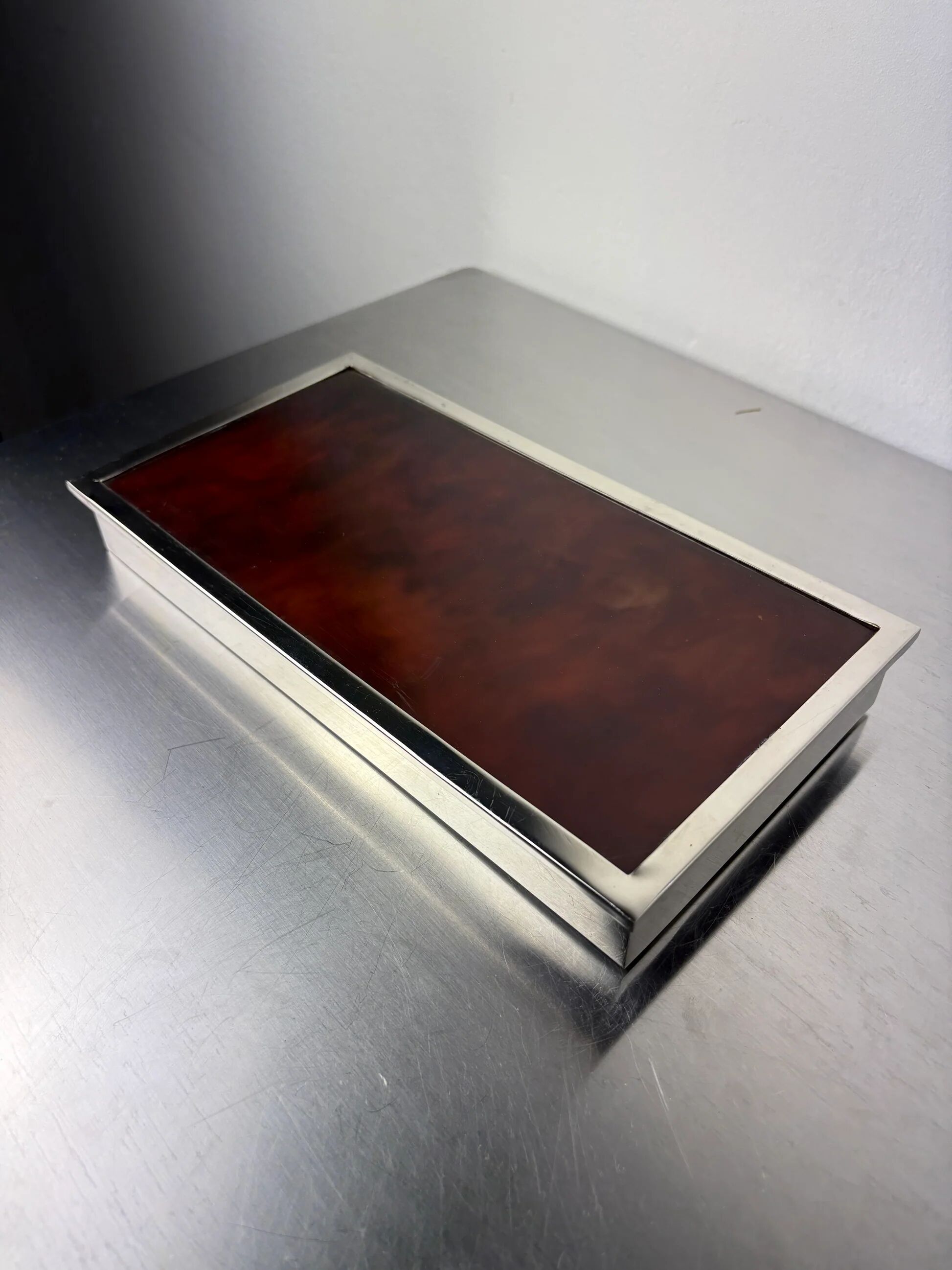 Faux tortoise shell & chromed Dior vanity box, Italy, 1970s