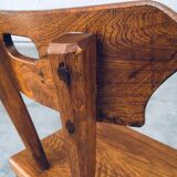 French Folk Art Rustic Dining Chair Set in Oak, 1940s, Set of 6