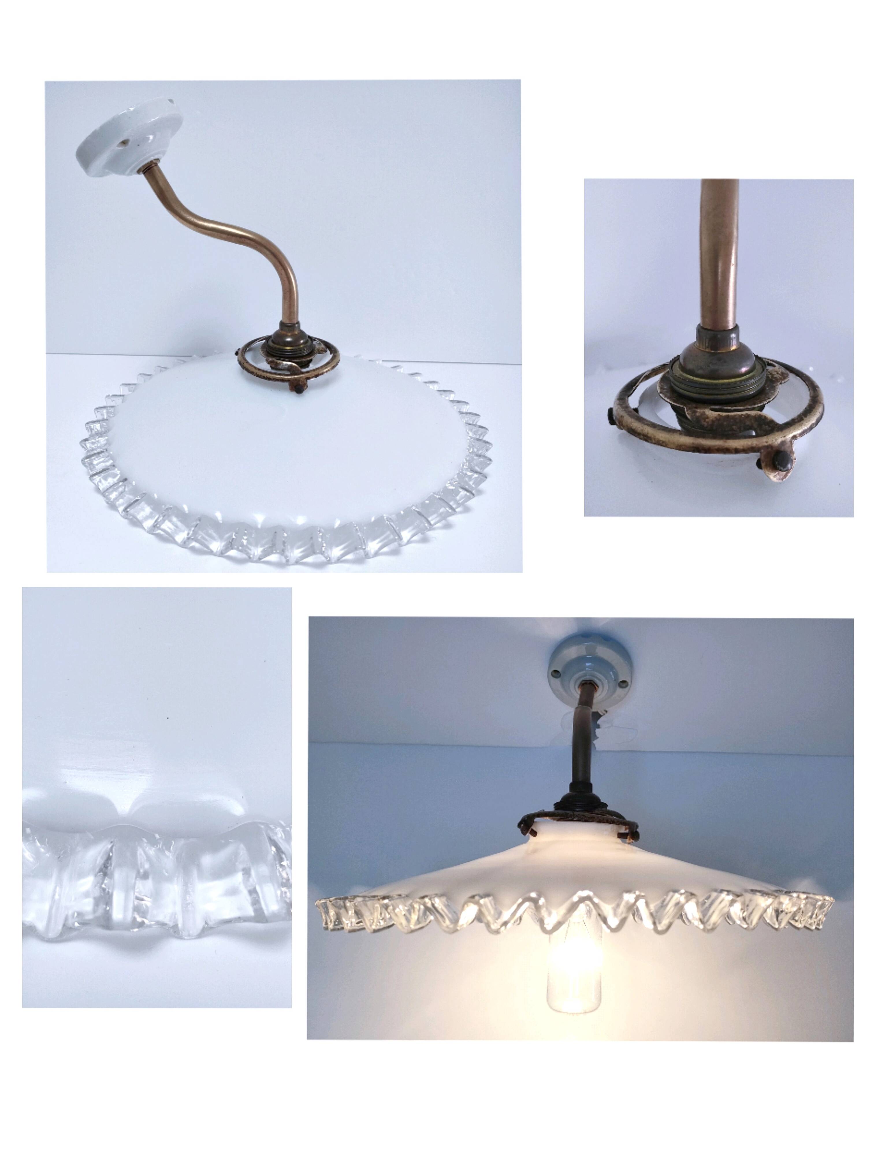 Opaline porcelain brass wall light early 20th century
