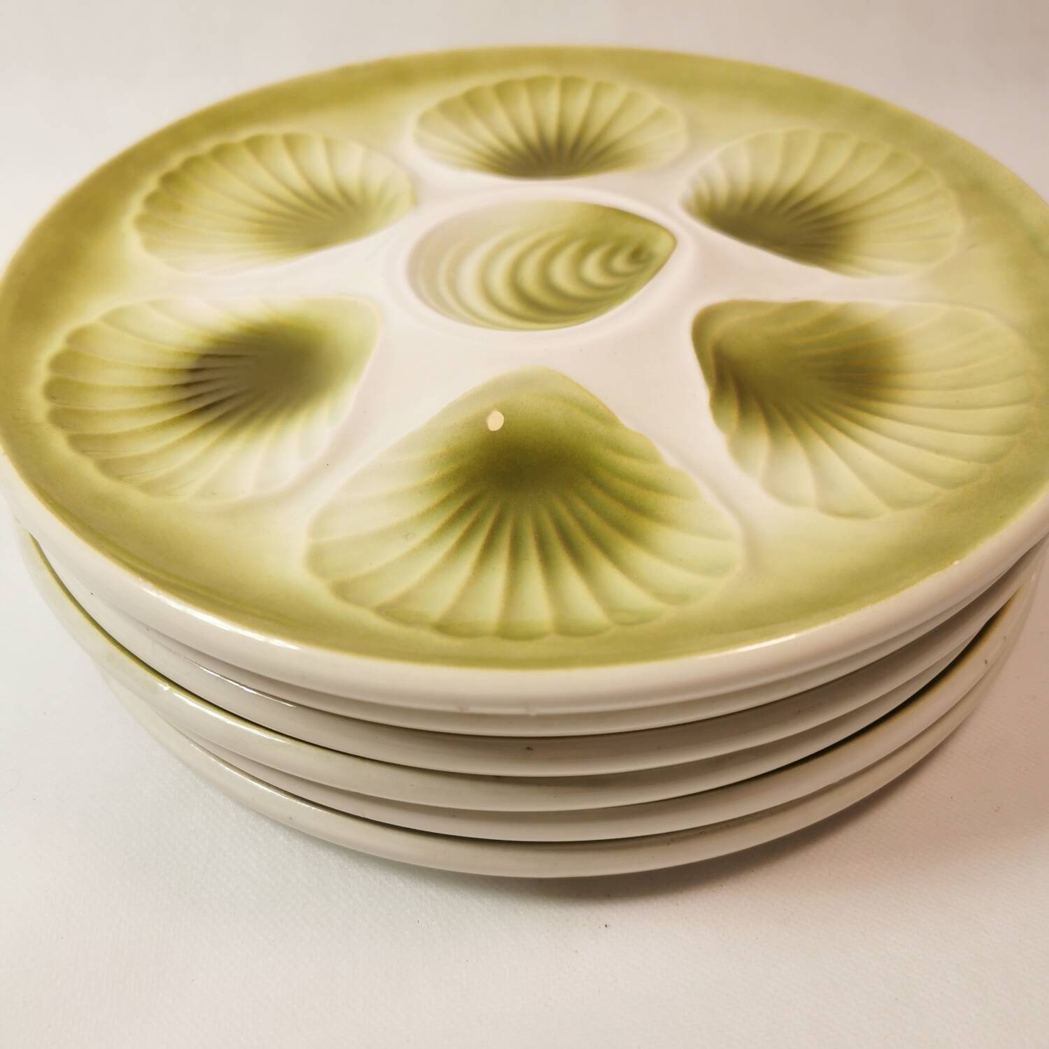 Set of 6 oyster plates Moulin des loups Orchies 1960s vintage