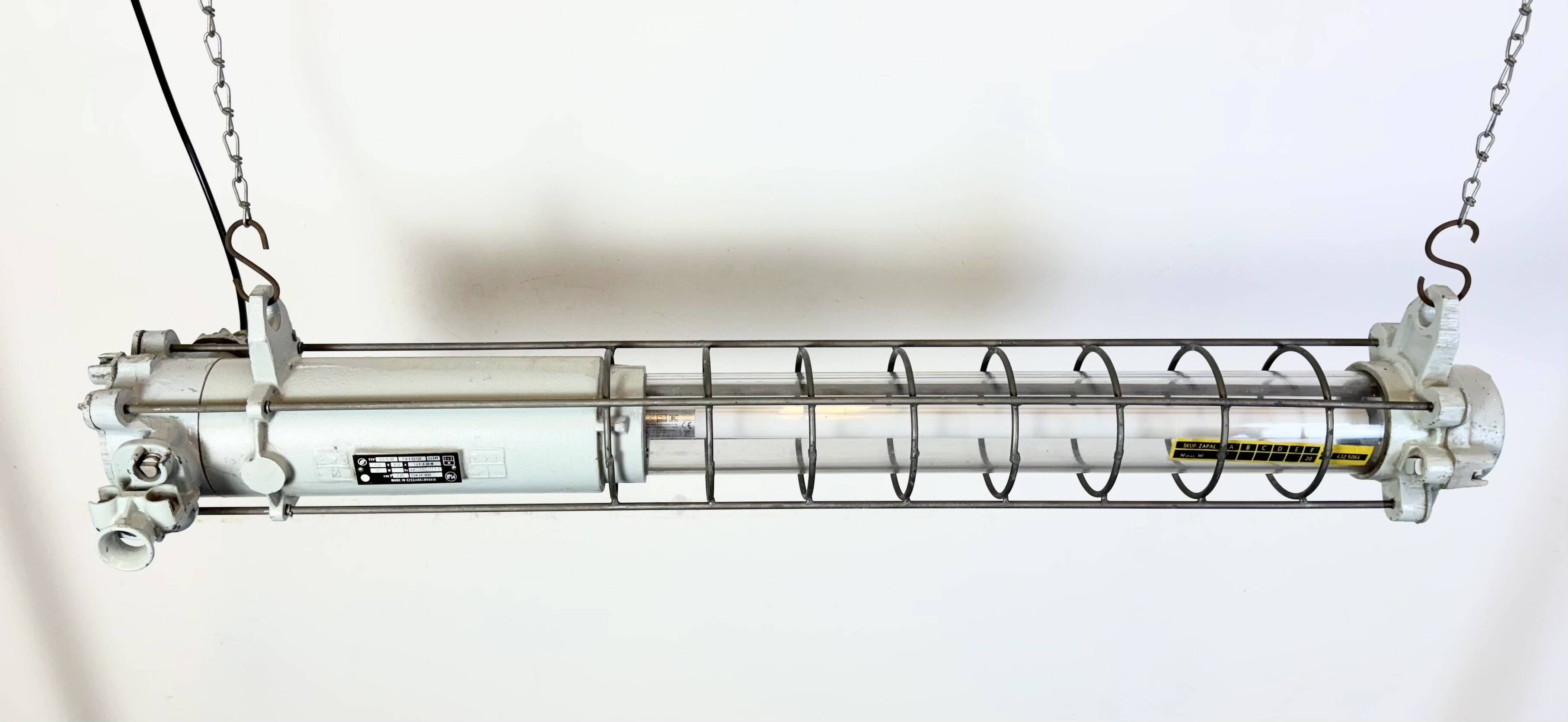 Grey Industrial Hanging Tube Light from Elektrosvit, 1980s