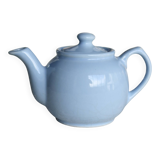 Small vintage sky-blue earthenware teapot