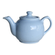 Small vintage sky-blue earthenware teapot