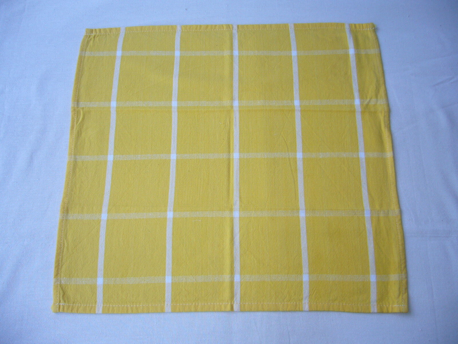 Yellow and white plaid cotton napkins