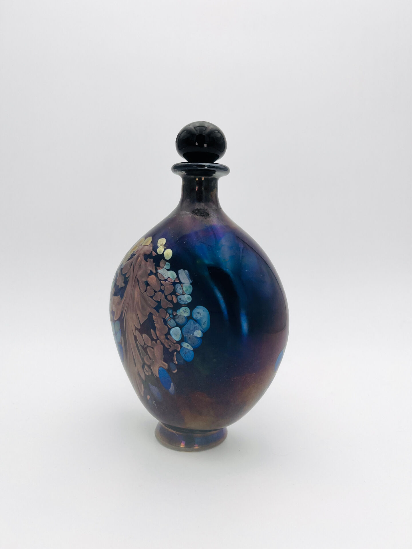 Perfume Bottle Robert Pierini Studio Glass 1984 Iridescent 21.5cm