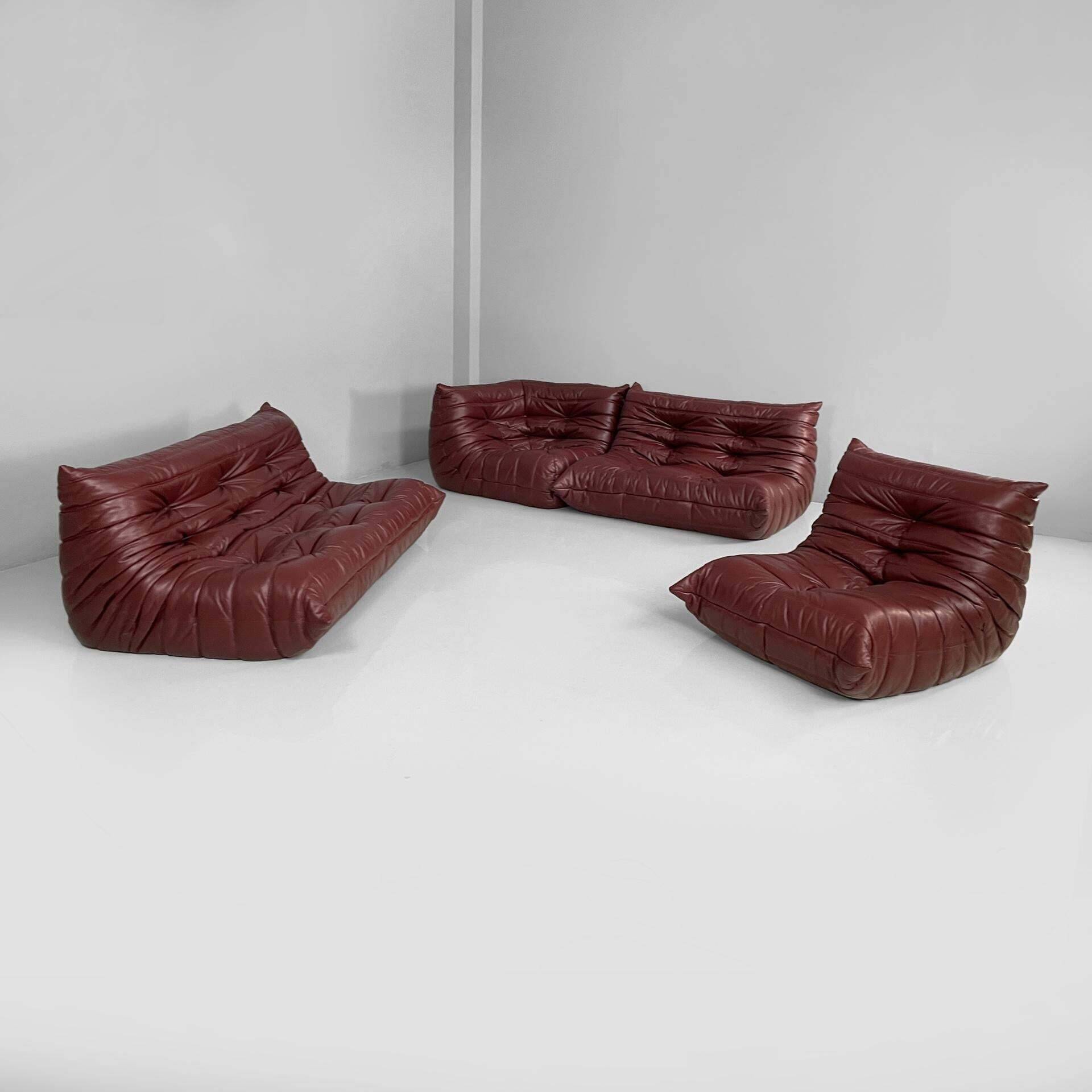 Modern French Togo leather sofa