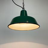 Industrial green enamel pendant lamp, 1960s