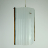 Danish modern pendant lamp teak opaline glass textured glass 1950s 60s mid century light