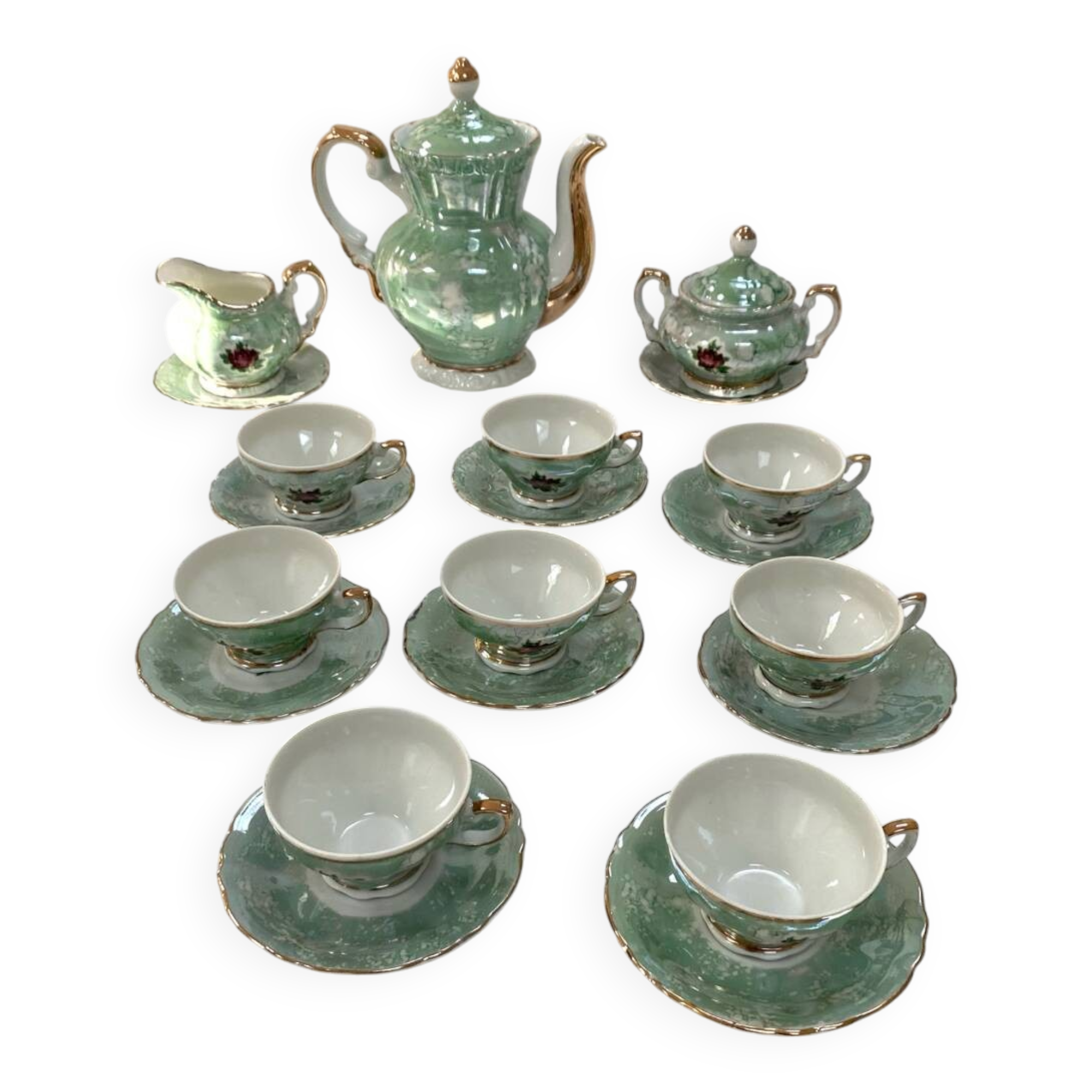 Complete tea and coffee service for 8 cups - Italian porcelain from the 1950s.