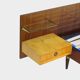 Vintage double bed with nightstands in teak, maple, brass & glass, 1960s