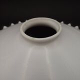 French Frilled Glass Pendant Shade White Opaline Glass Clear Scalloped Edge