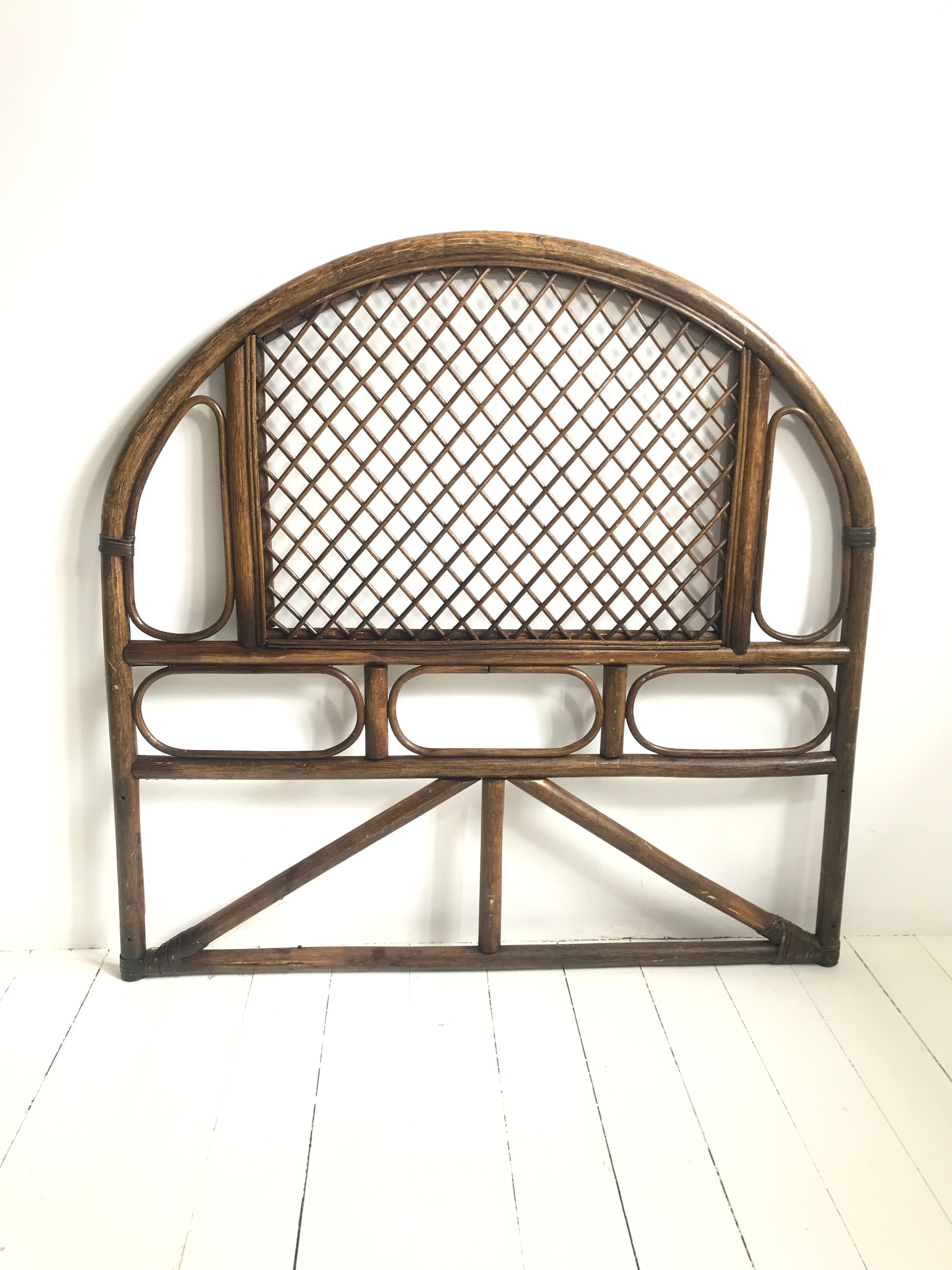 Vintage rattan headboard for 1-person bed