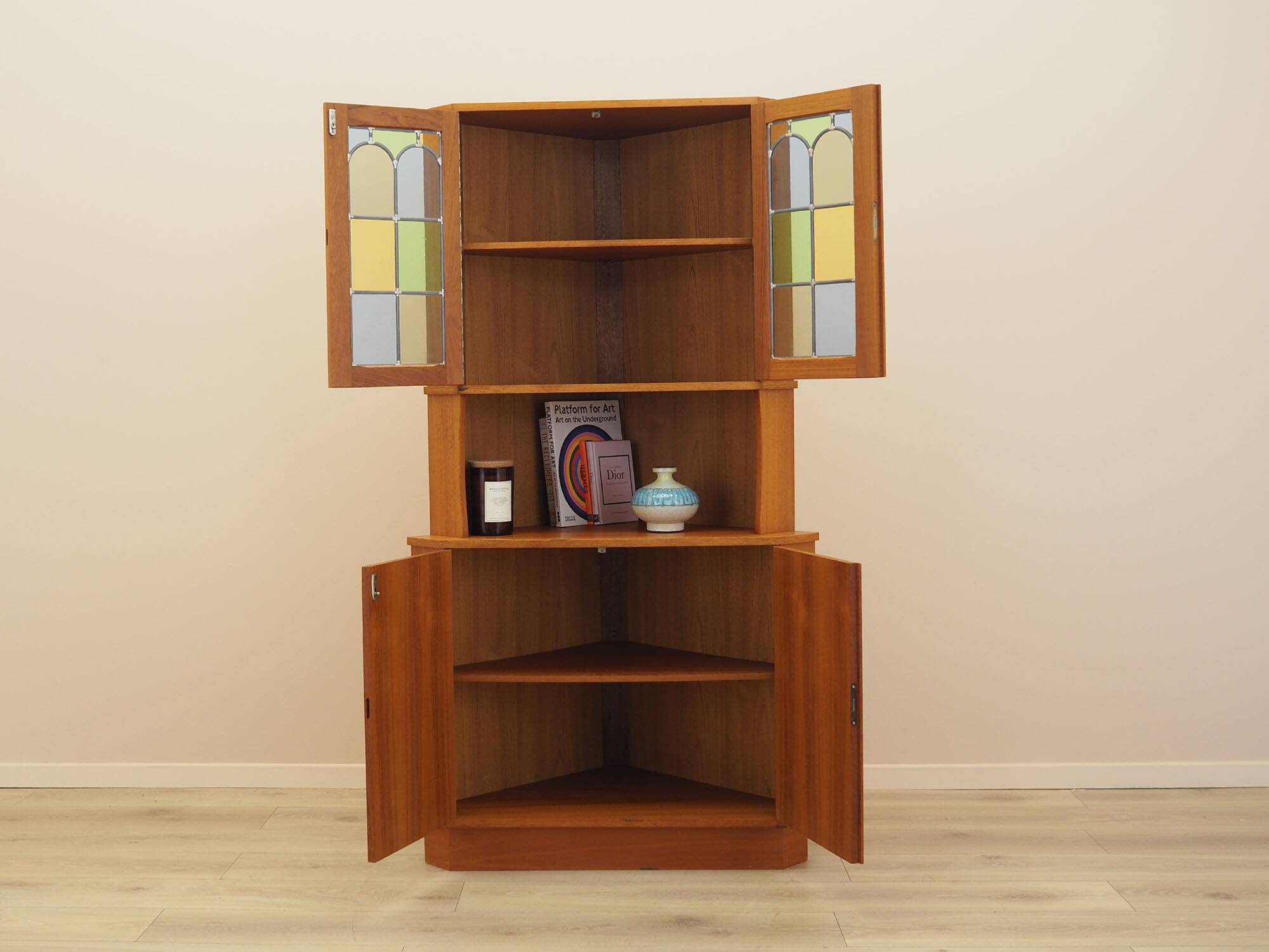 Teak corner display cabinet, Denmark, 1960s