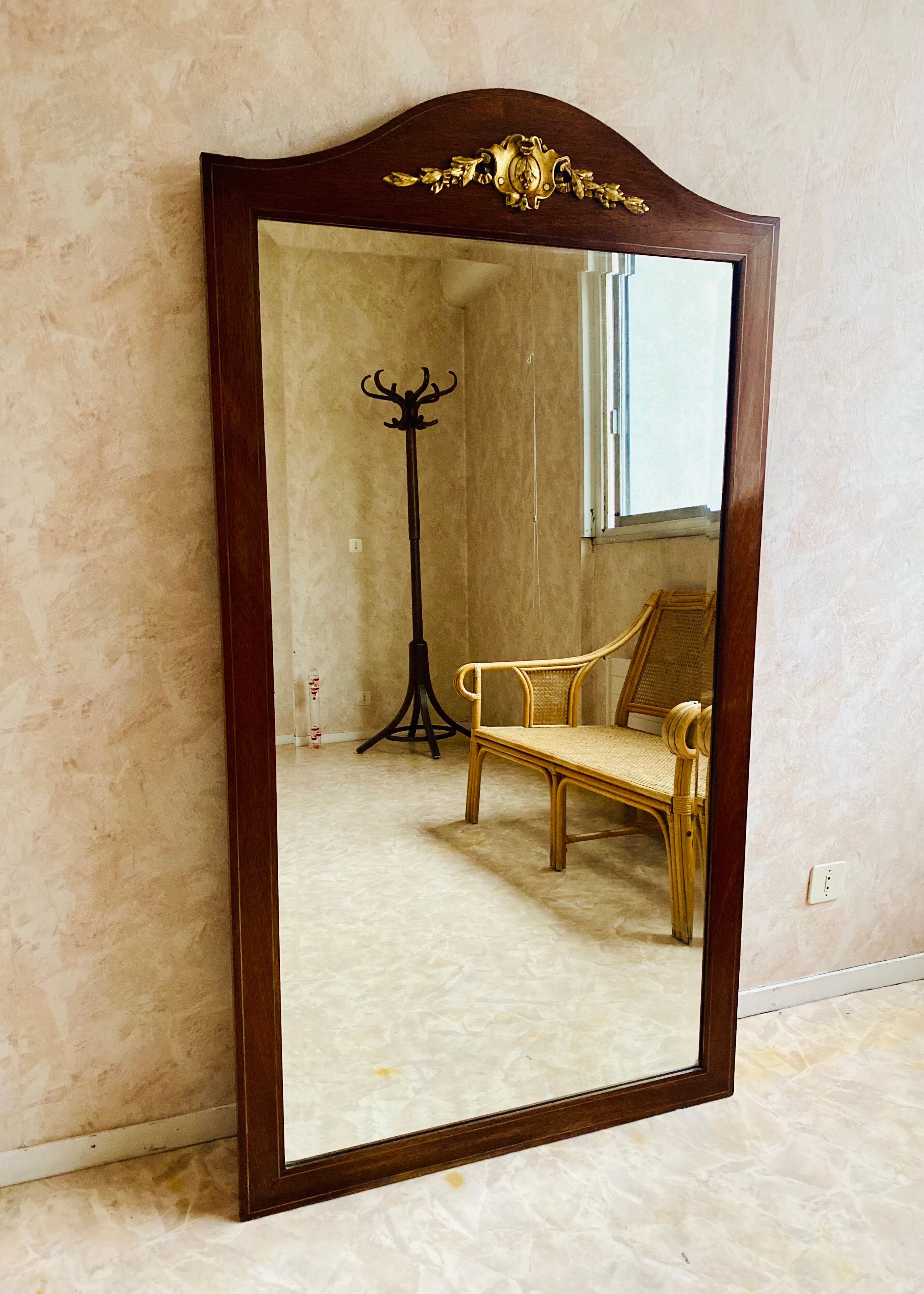 Rectangular mirror beveled ice, wooden frame