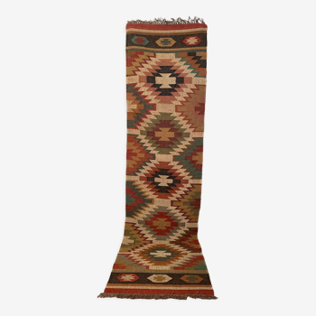 Tapis runner pi -jute \ laine tissée à la main kilim