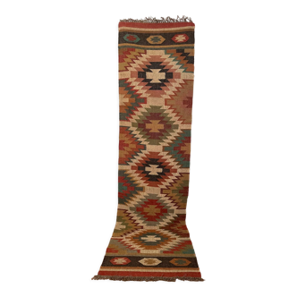 2x10 ft -jute\wool hand woven kilim runner rug