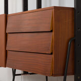 Italian mid century 2 bay teak wall unit free standing, 1960s